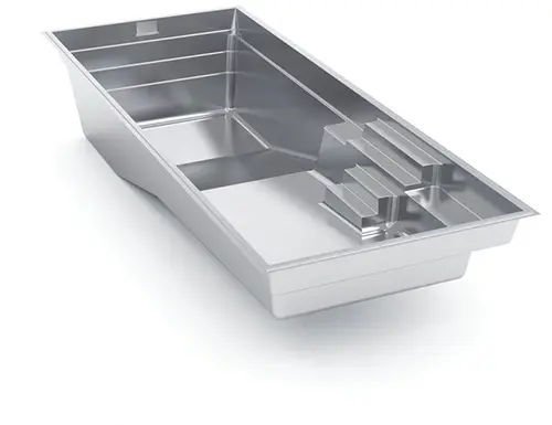 3D image of The Grand rectangular fiberglass composite pool shell, available at Leisure Pools Boston North